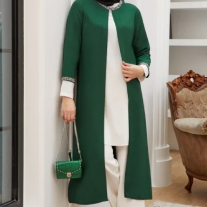 طقم تونيك وجاكيت طويل وبنطلون AHM372